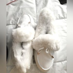 Fur slide on shoes